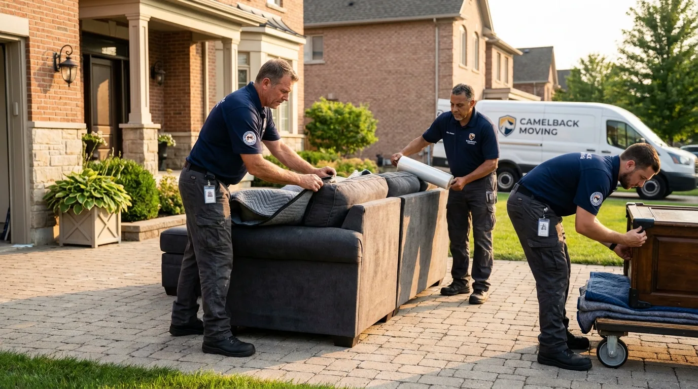 Large estate moving crew wrapping furniture in Effort, PA